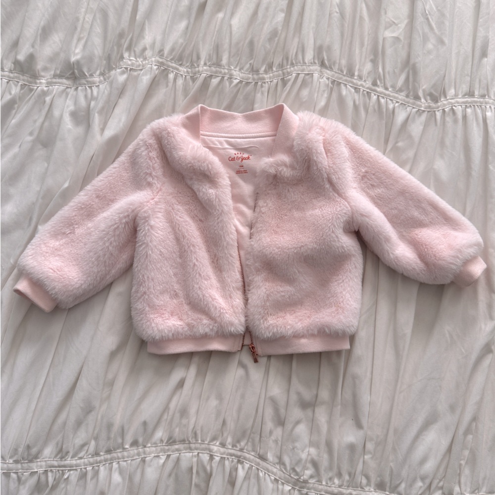 Toddler/Baby Girls Super Soft Fur Bomber Jacket
